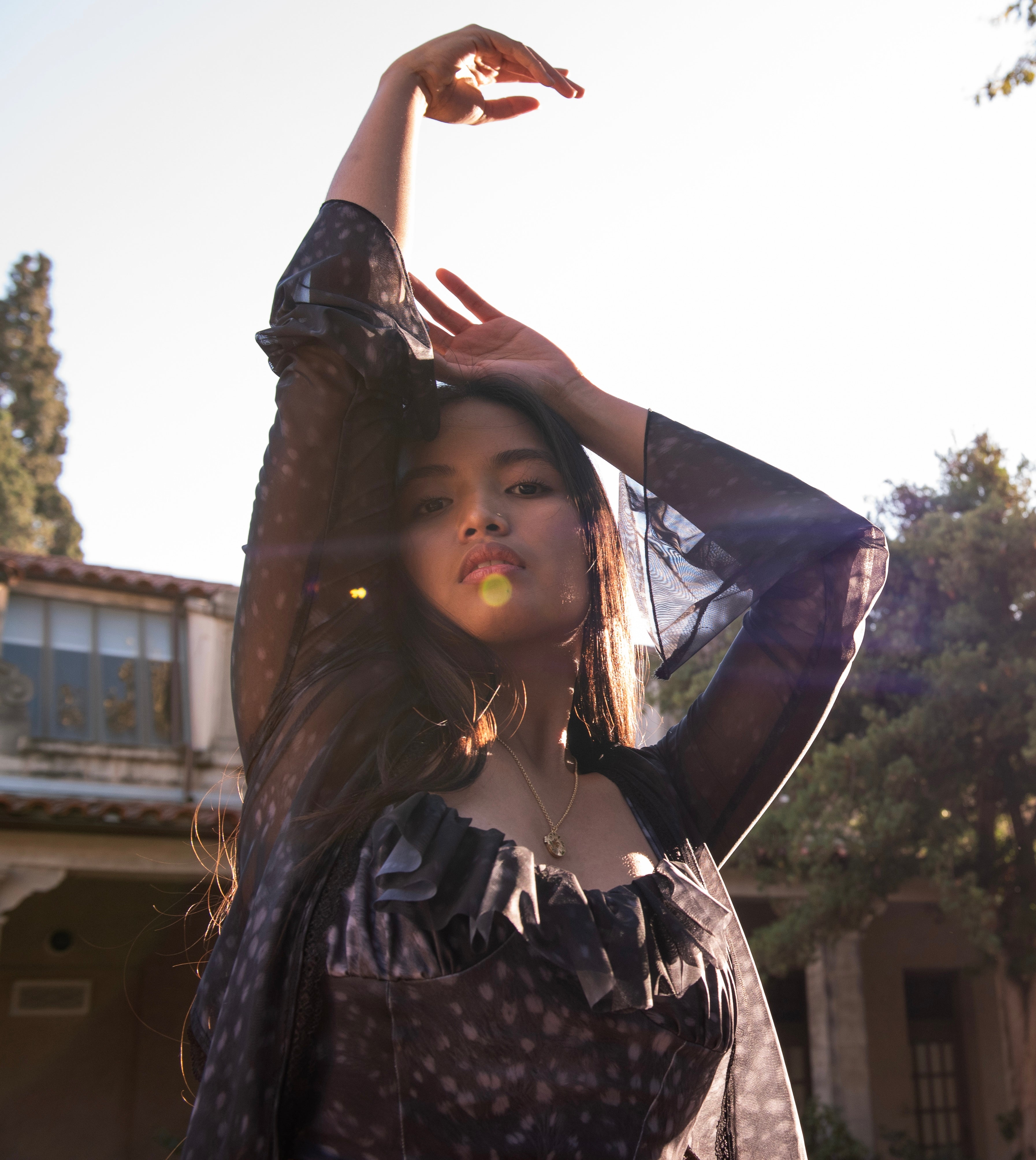 The "Doe-Eyed" Corset Tankini Top in Dappled Fawn Print SILVERY BLACK